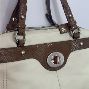 Coach Cream and Brown Snakeskin Leather Bag